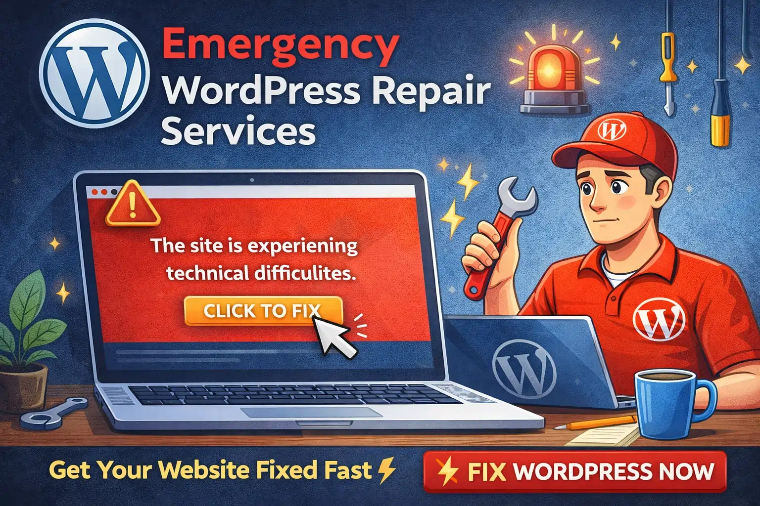emergency wordpress repair service fix website fast technical support