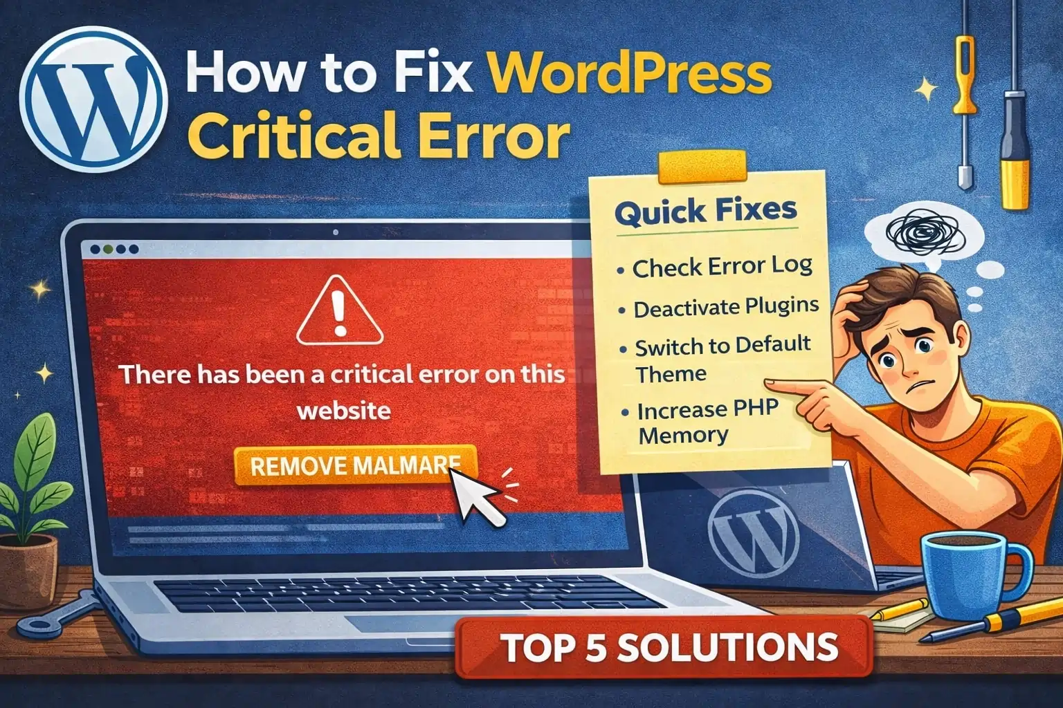 wordpress critical error quick fixes deactivate plugins increase php memory troubleshoot wordpress error