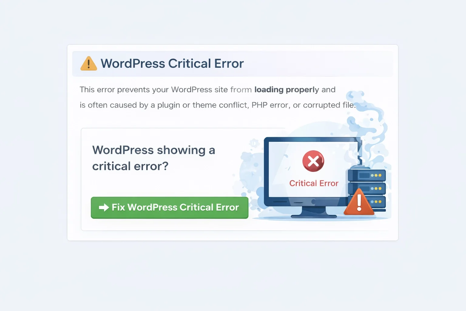 wordpress critical error message fatal php error plugin conflict website failure