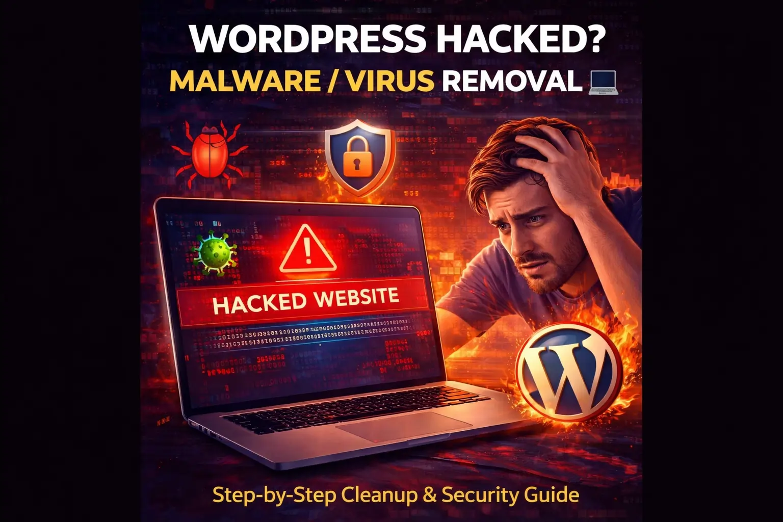 WordPress hacked malware warning and cleanup process