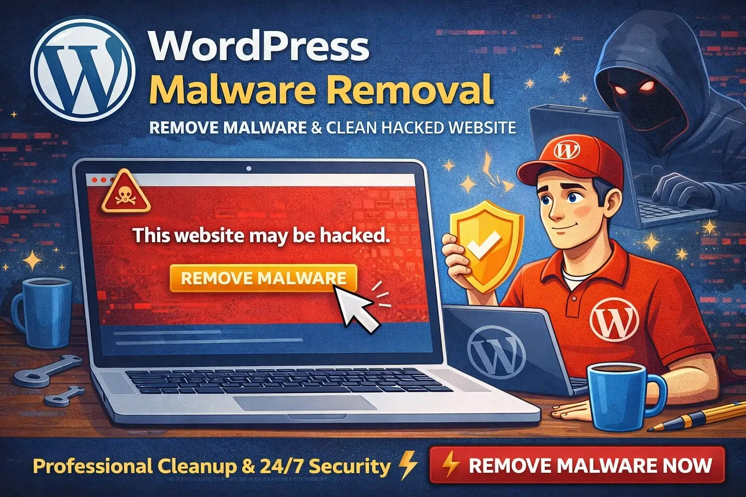wordpress malware removal service clean hacked website fast fix wordpress security