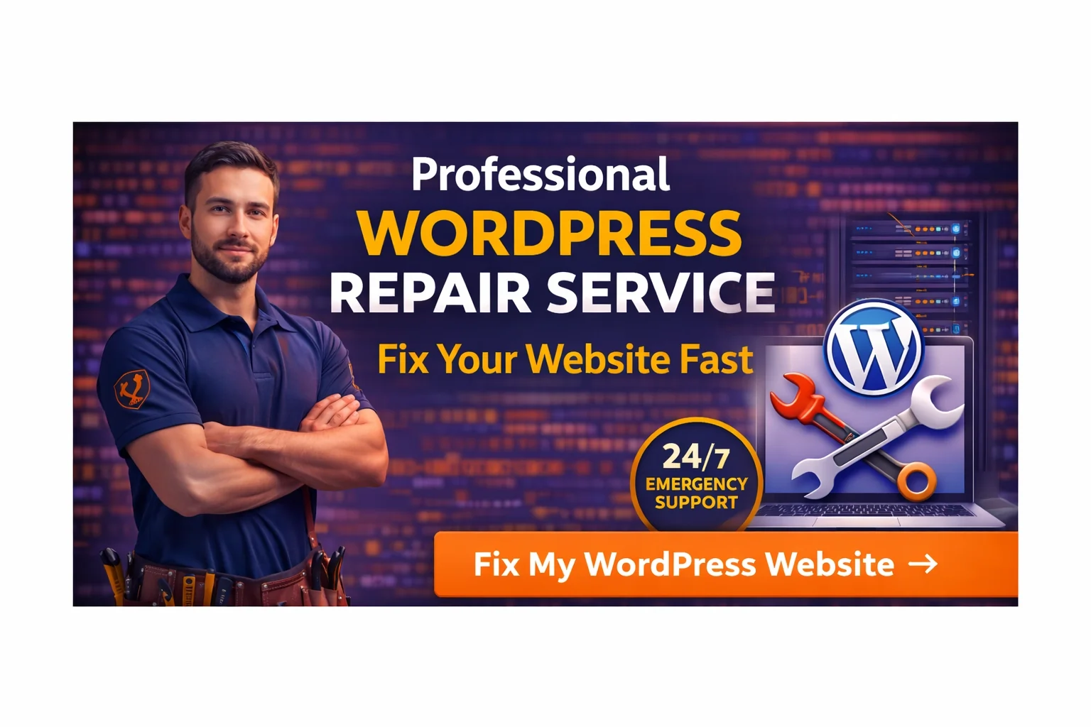 WordPress repair service fixing website not loading error fast emergency support