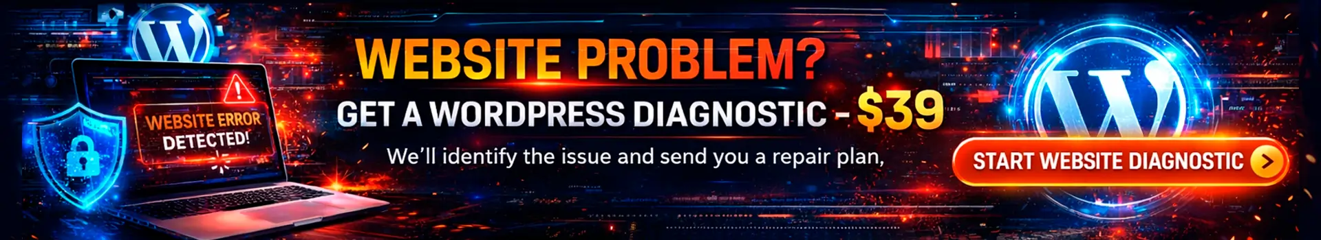 WordPress website diagnostic service to identify malware, plugin conflicts, and website errors